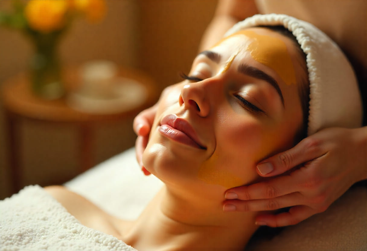 mulher recebendo tratamento facial para uma pele bonita